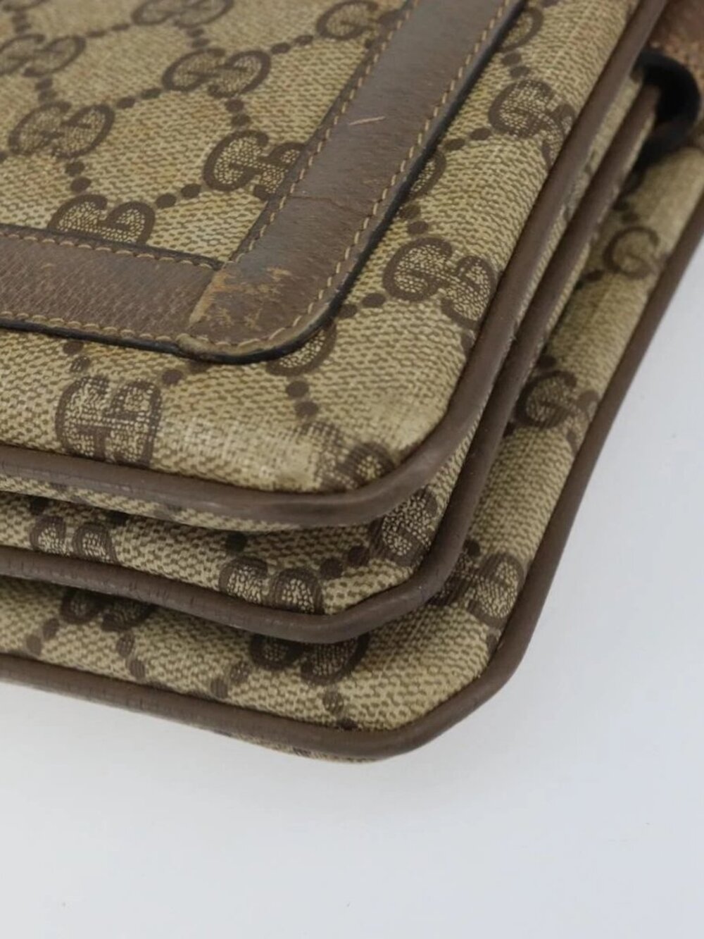 GUCCI GG Supreme Web Sherry Line Bag PVC Beige Gold 02 14 013 Auth 170488 - Picture 10 of 15